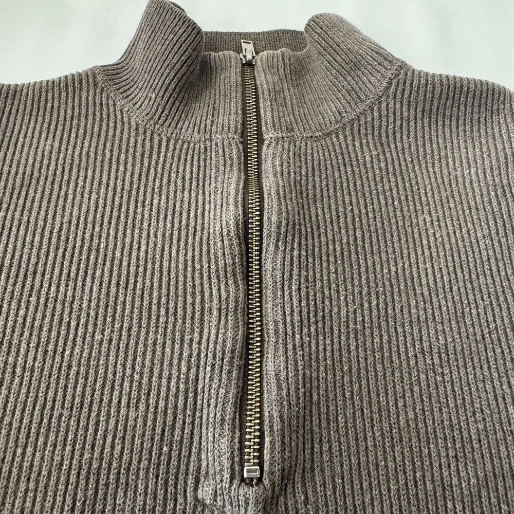 American Eagle Outfitters Sweater Men’s L Brown 1/4 Zip Stretch Slim Fit Cotton